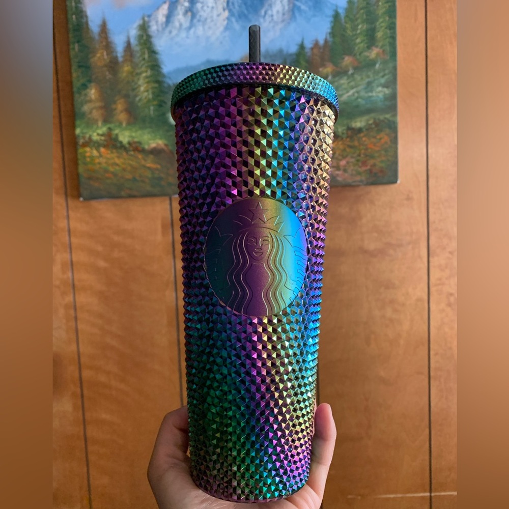 NWT Starbucks Oil Slick Studded Tumbler Iridescent 24oz Rainbow Gradient Limited